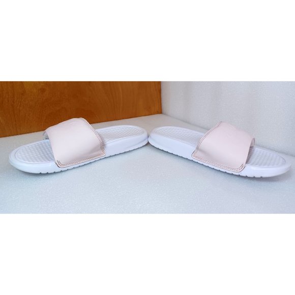 Women's Nike Light Pink & White Swoosh Benassi Soft Midsole Slides Sandals Sz 6 - Picture 4 of 12
